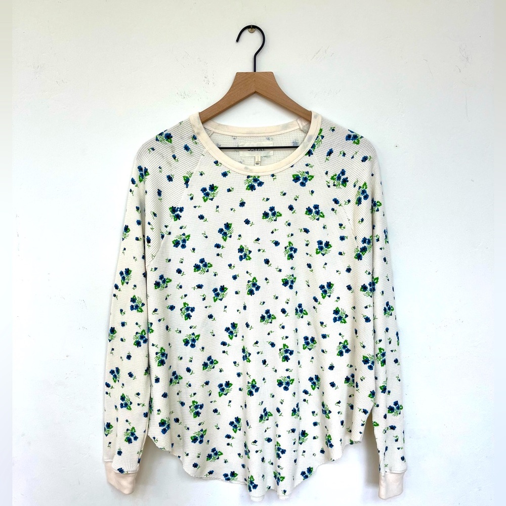 THE GREAT. Waffle Circle Tee Blue Moon Floral 1